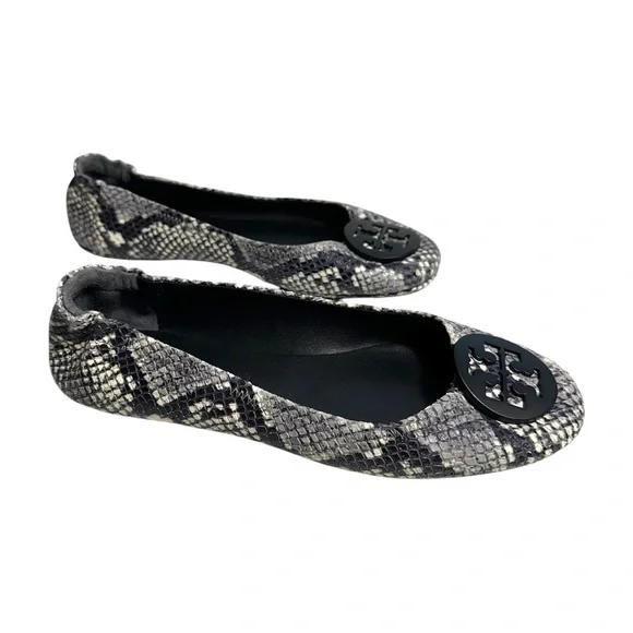 Tory Burch Tri Color Python Embossed Leather Minnie Flats Size 8.5 Animal Print - Picture 16 of 16